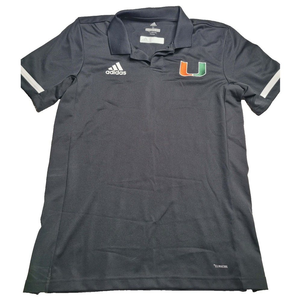 Adidas Clima‎ Cool Univserity of Miami Hurricanes Black Polo Shirt Men's Small